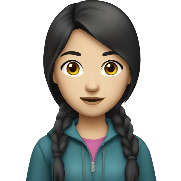 Kazakh-student-girl-black eyes-casual clothes-black hair emoji