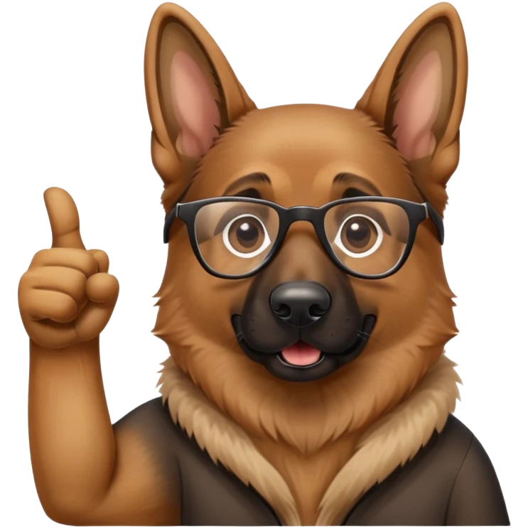 german shepherd in glasses thumbs up emoji