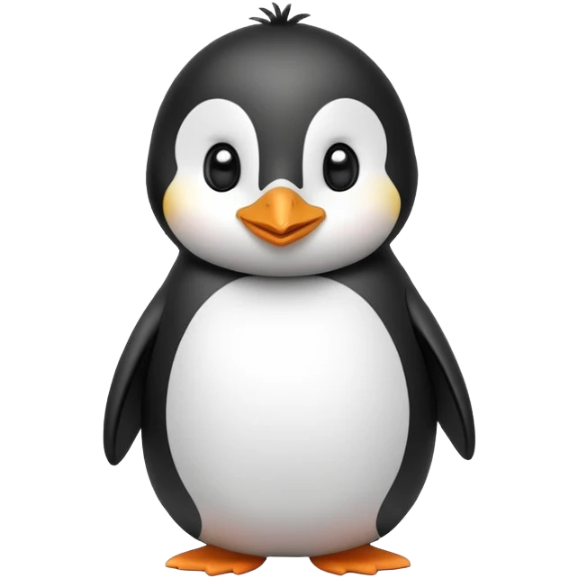 Cute cartoon penguin with a round belly, standing upright emoji