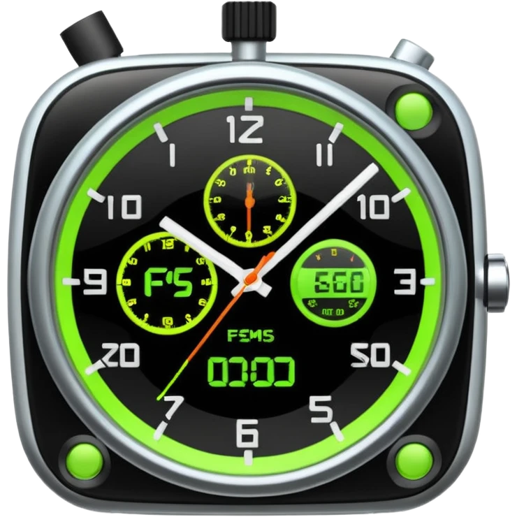 emoji representing speed in FPS with visual elements like motion lines, digital stopwatch, and frames per second counter, modern and clear style emoji