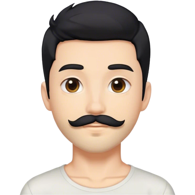 Cute boy with black anime hair, close cropped beard and mustache emoji