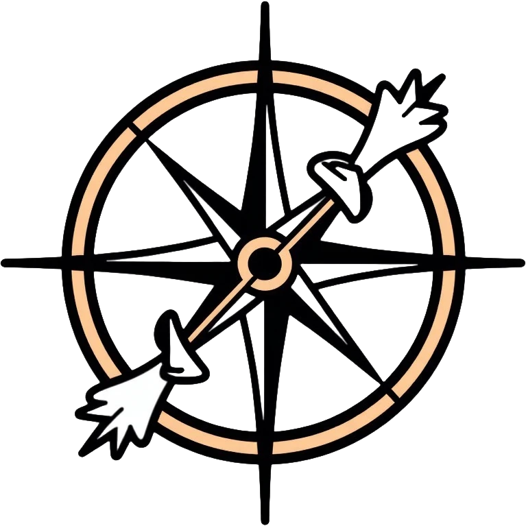 compass with elegant white ribbon wrapped around it emoji