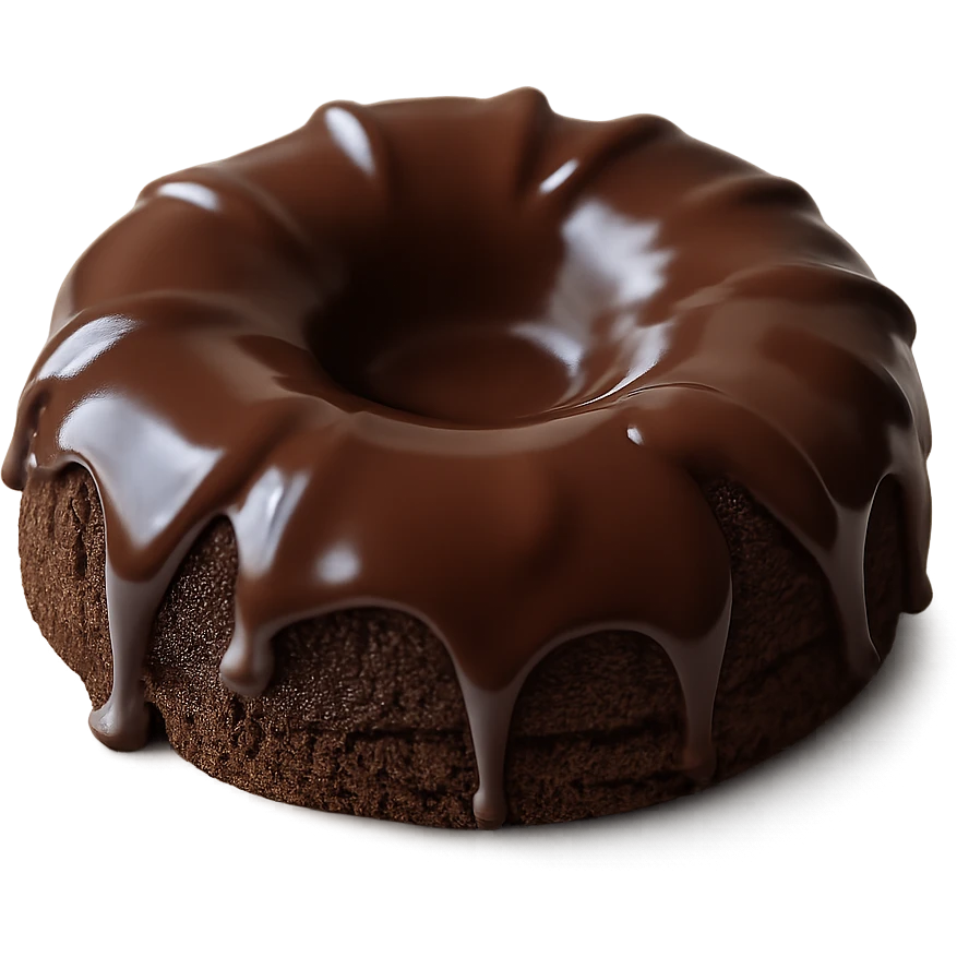 Remove the background, keep only the realistic round chocolate cake with glossy ganache, photorealistic style, transparent background. emoji