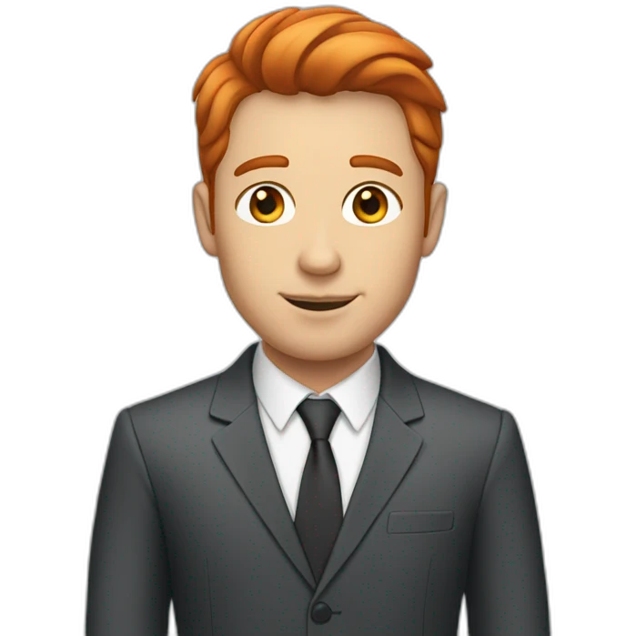 A red-haired, light-skinned, short-haired man in a business suit emoji