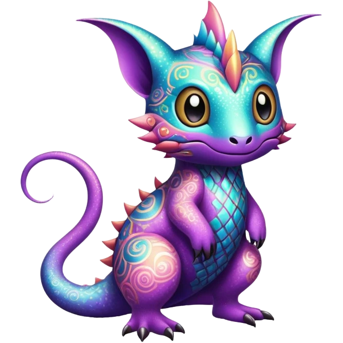 dark-pastel Randomly-colored sparkly exotic Fakémon-creature with random patterns emoji
