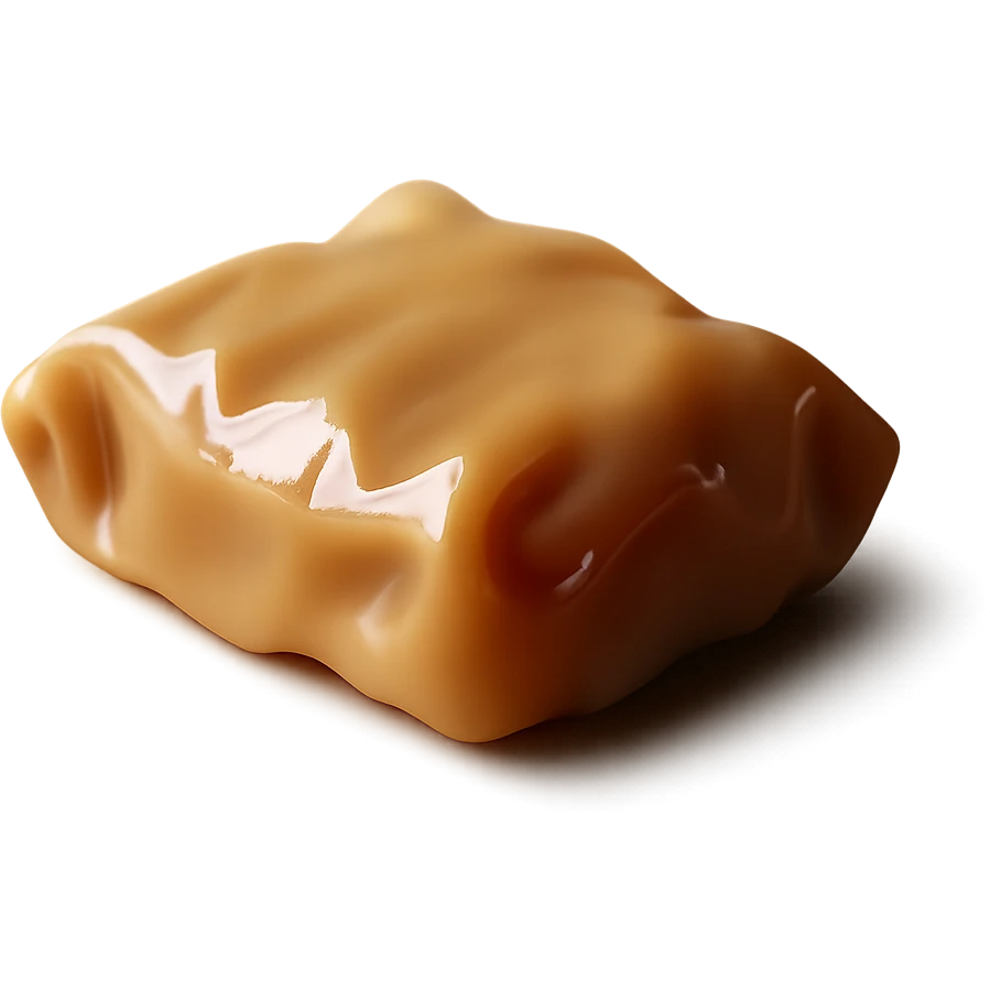 Isolate the wrapped caramel on a transparent background, removing all background elements. emoji