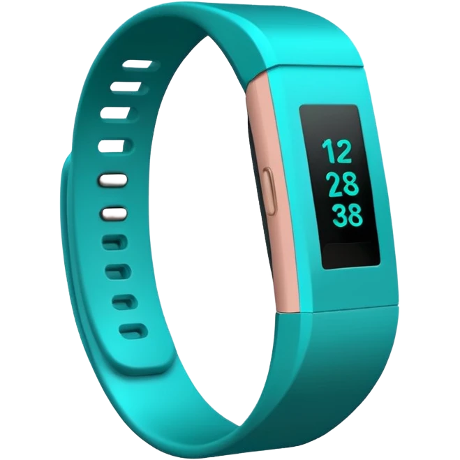 a teal fitbit band lying flat in the style of an ios emoji  emoji