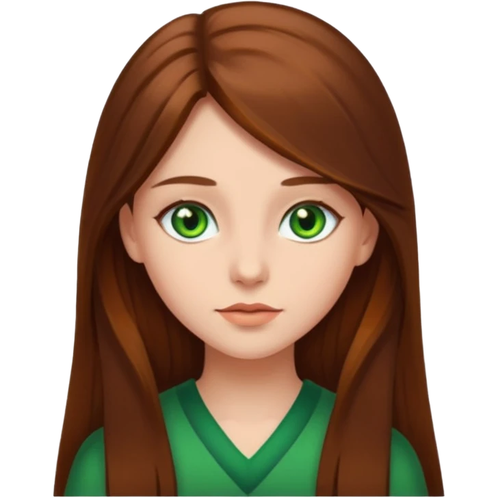 girl with long brown hair and green eyes emoji