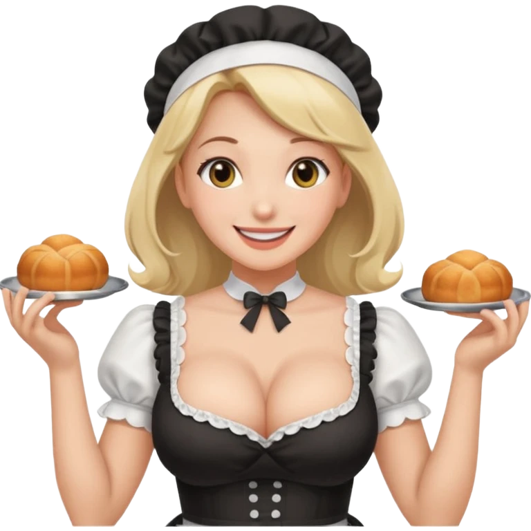 maid, big boobs, nip slip emoji