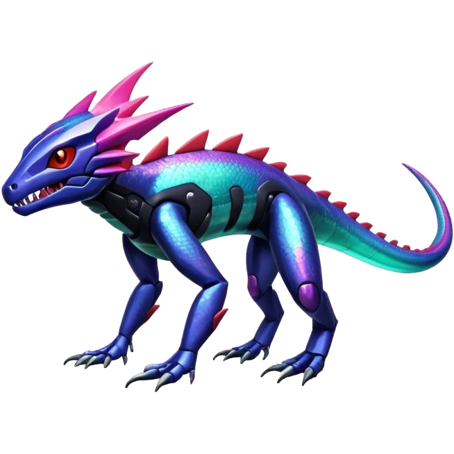 Shiny Exotic Colorful epic Salandit-Genesect-Koraidon-Fakémon-hybrid-creature (full body)  emoji