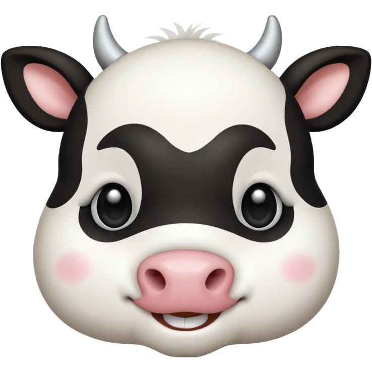 cute simple kawaii cow face, very simple dot eyes, big pupils emoji