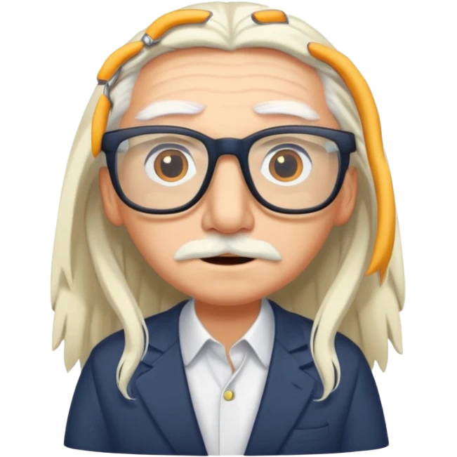 long hair stork with glasses emoji