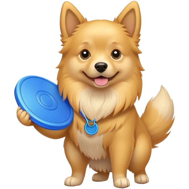 Dog holding a frisbee emoji