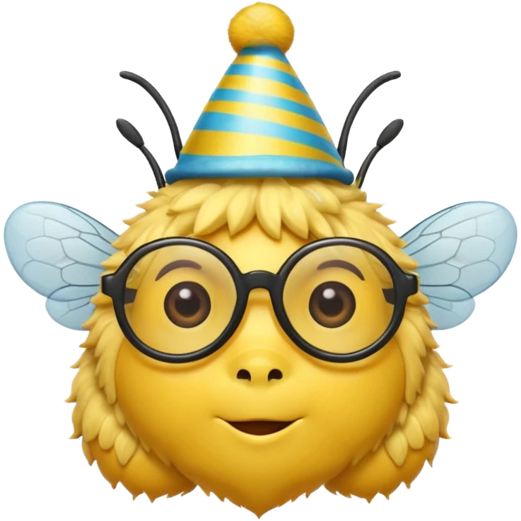 bee with party hat and eye glasss emoji