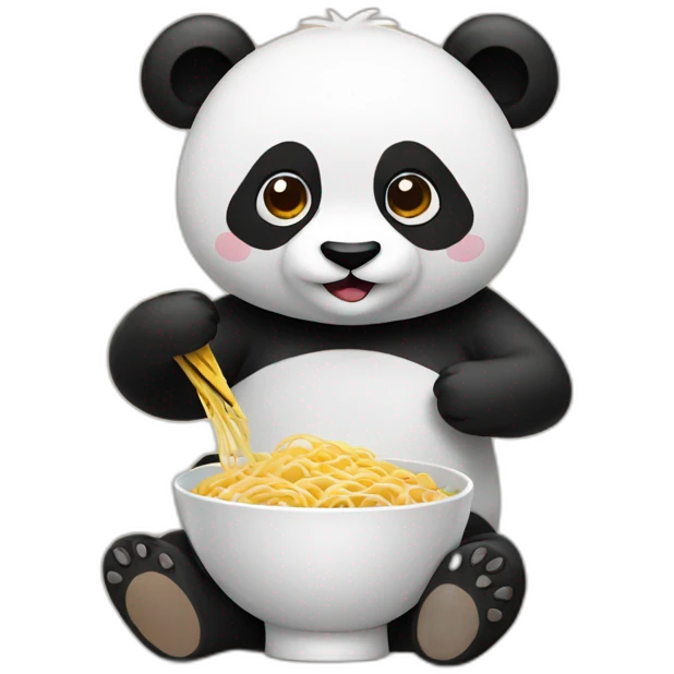 Panda eating noodles emoji