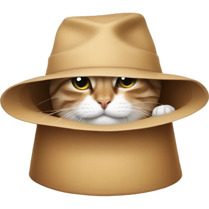 Cat hiding inside a hat emoji