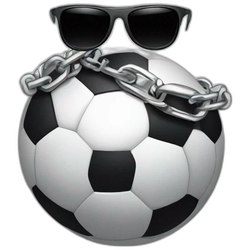 soccer ball wearing chain around neck area with shades looking like gangster emoji