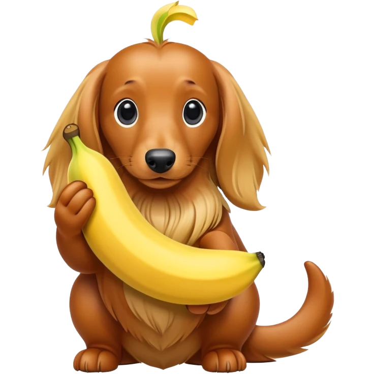 Golden long haired dachshund banana emoji