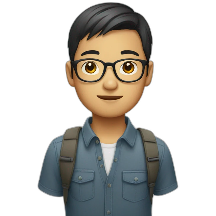 asian boy in specs with short hair emoji
