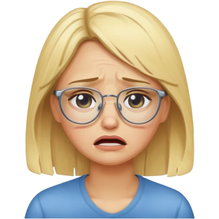 blond woman  crying with glasses emoji