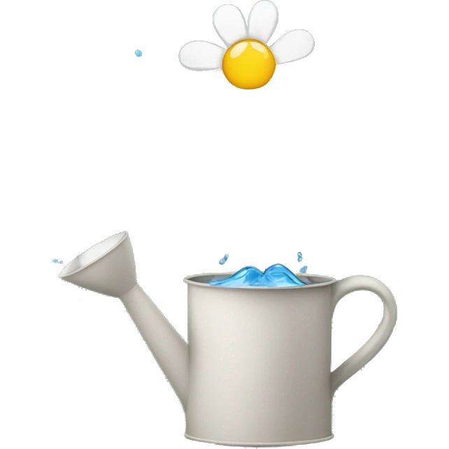 a flower in a pot is watered with water from a watering can emoji