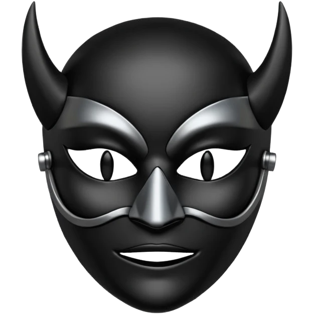 Minimal emoji, gothic mask forged from matte black leather, emotionless expression, smooth heavy surface, subtle metallic texture, deep shadows, no glow, no neon, flat emoji style, centered emoji