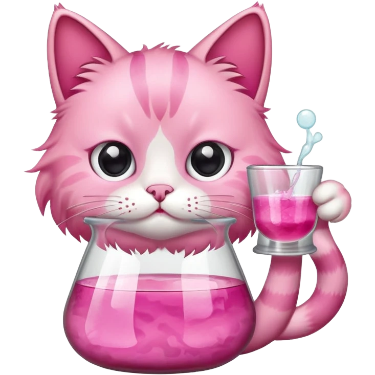 pink cat holding a beaker emoji