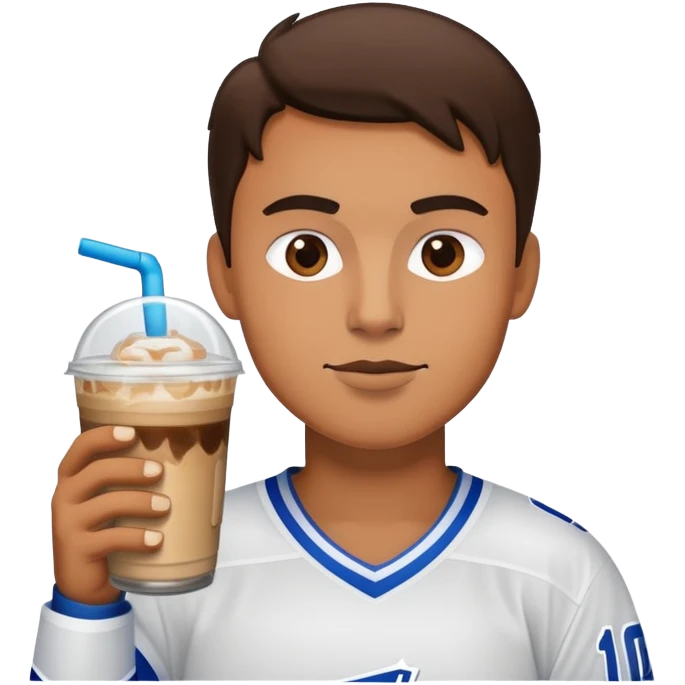 Hockey player drinking an iced coffee  emoji