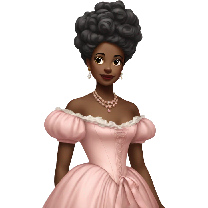 vintage rococo black woman in a light pink gown  emoji