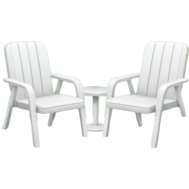 2 white Plastic chairs in jungle paradise emoji