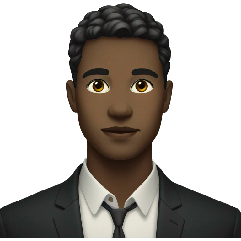 Young men with white skin and dark brown short  hair in formal portrait in nature emoji