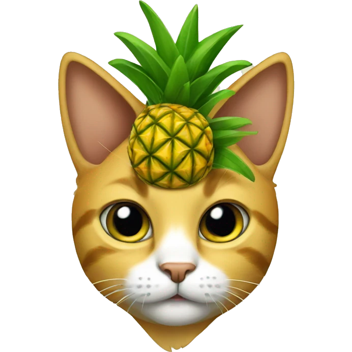 Cat wearing a pineapple hat emoji