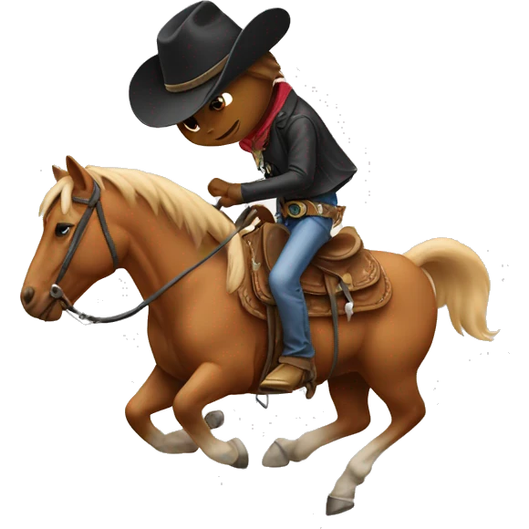 a cat riding a horse with a cowboy hat emoji
