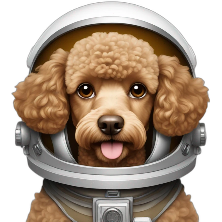 Light brown poodle with an astronaut helmet emoji