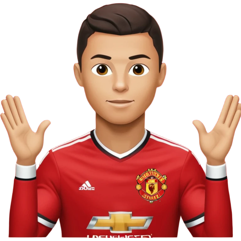 Cristiano Ronaldo doing his iconic suii celebration in a Manchester united jearsy emoji