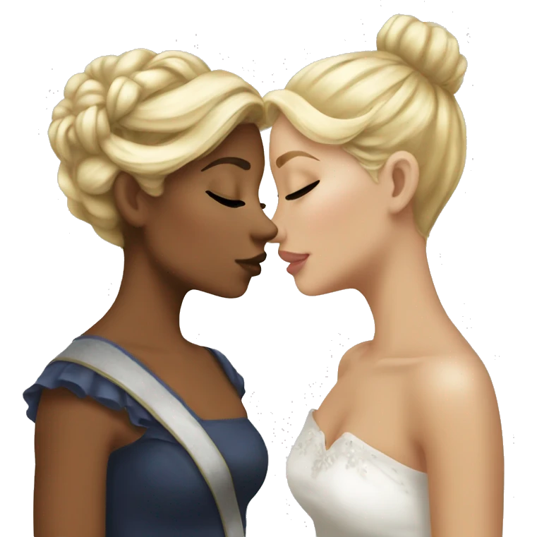 2 women princesses couple blonde deep kiss emoji