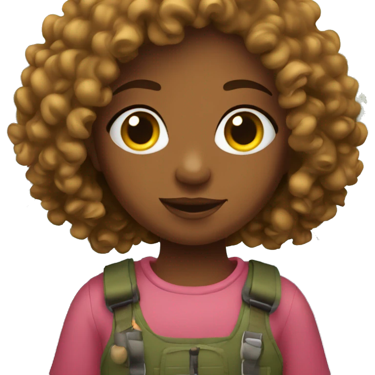 Girl with curly hair going fishing emoji