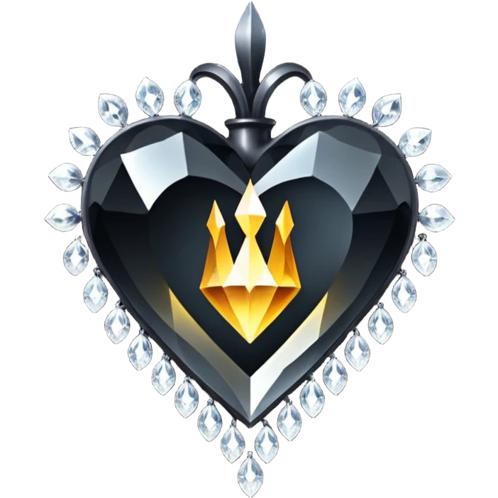 heart with gothic black chandelier crystals emoji