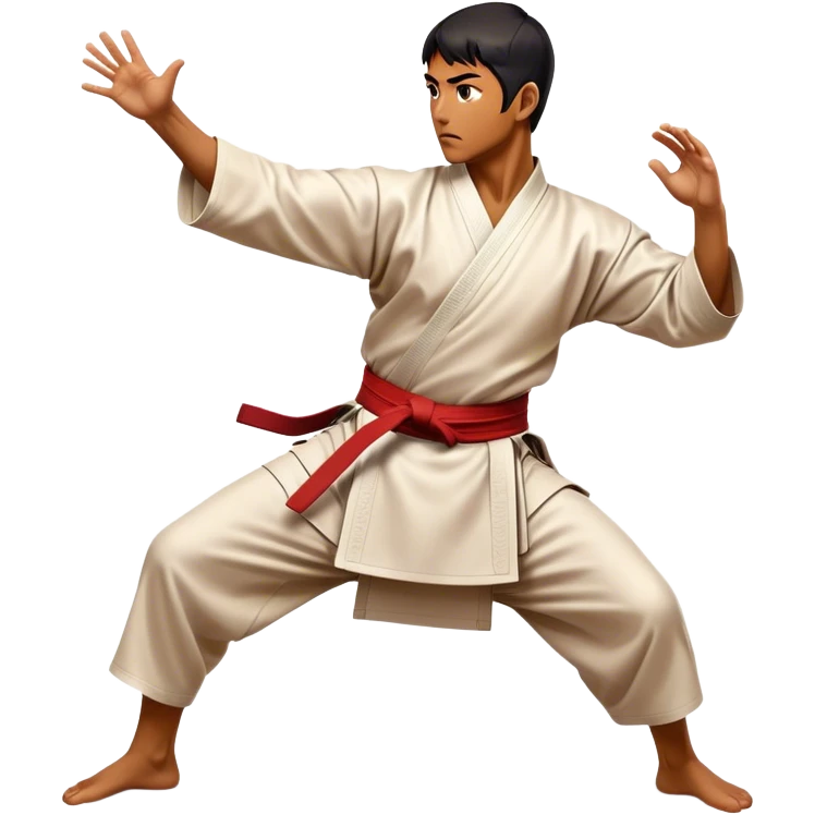 Cinematic Realistic Kung Fu Action Emoji, depicted as an epic martial arts scene with a master executing a precise move in traditional attire, rendered with fluid motion and vibrant textures under dramatic high-contrast lighting. emoji