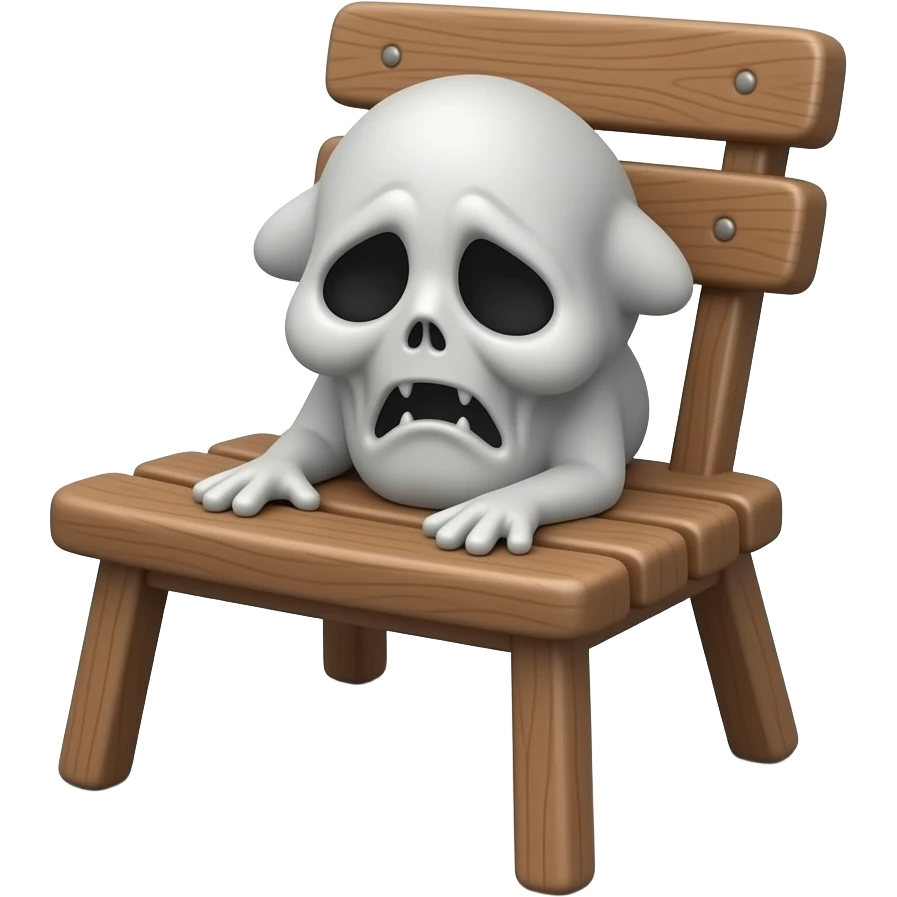 Custom iOS emoji with no blur and a white background. The topic of the emoji is "scary chair". It MUST maintain the general apple iOS emoji style. emoji