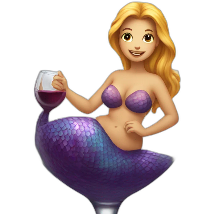 Mermaid sitting inside a wine glass emoji