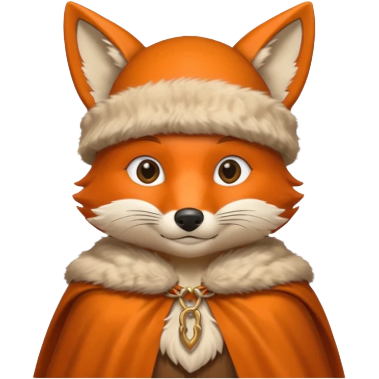 Fox wearing viking hat and fur cape emoji