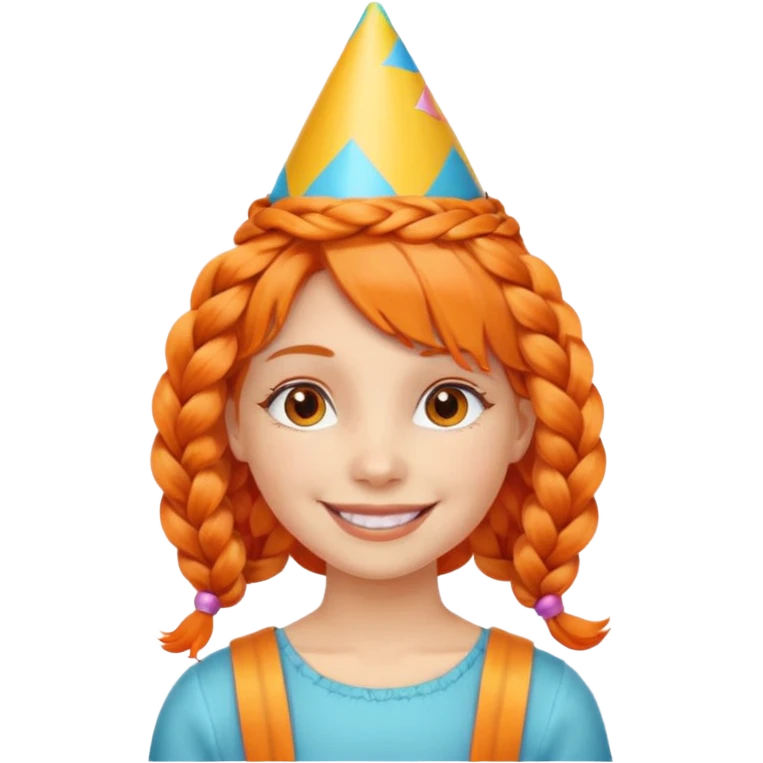 party hatted orange braided haired girl emoji