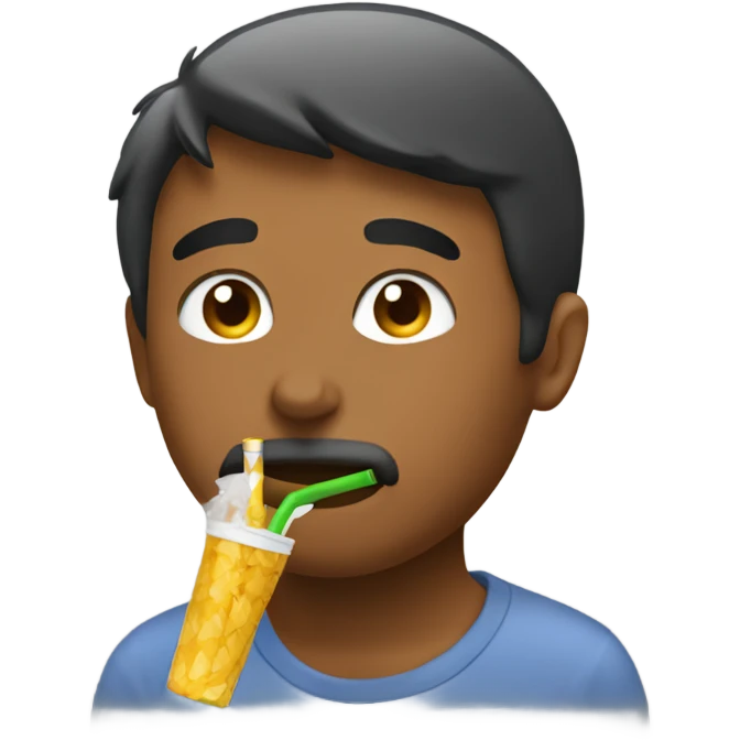 guy using a straw to smell with emoji