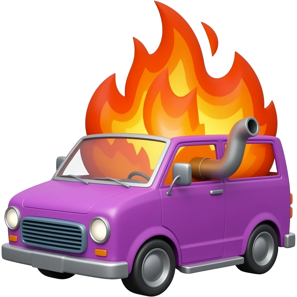 3d purple fire van emoji