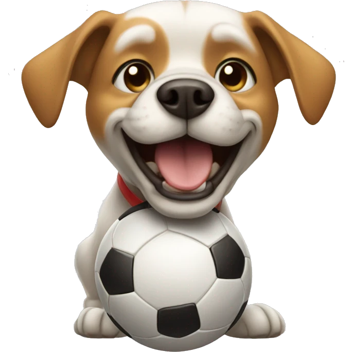 Dog playing soccer emoji