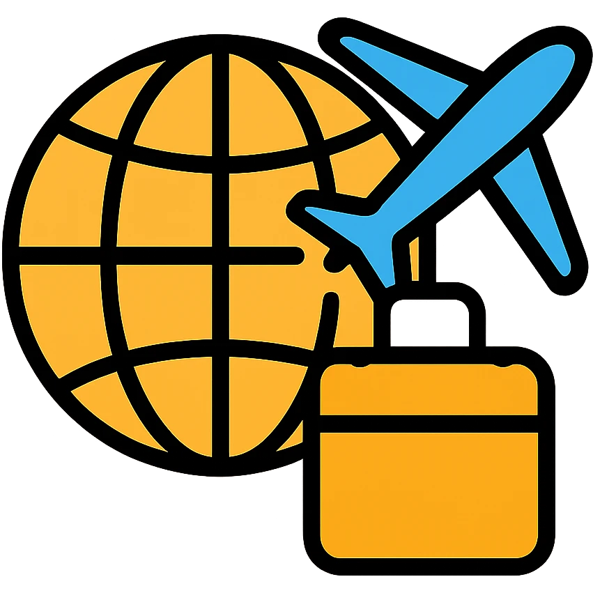 gold and black outlined icon for Travel emoji