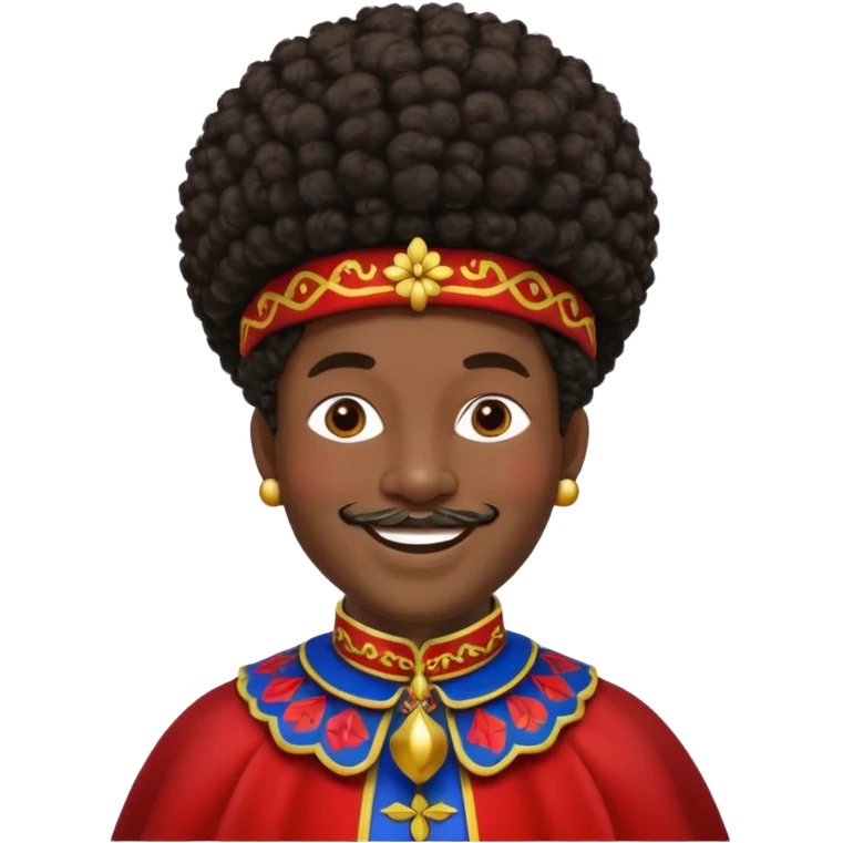 Zwarte Piet , de knecht van Sinterklaas. Met zijn kraag, Afro haar en een muts op zijn/ haar hoofd goofd emoji