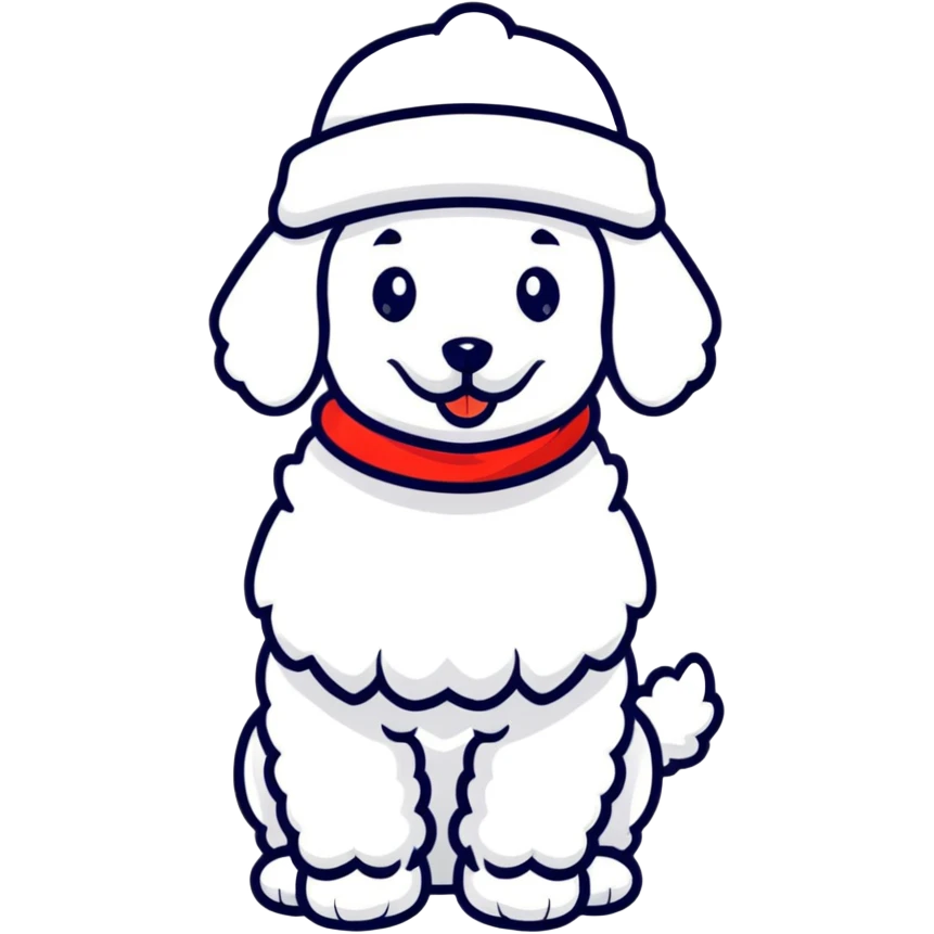 poodle wearing a red hat emoji