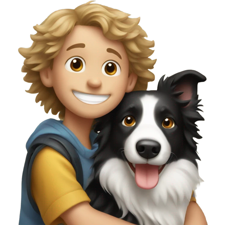 happy boy with a border collie emoji